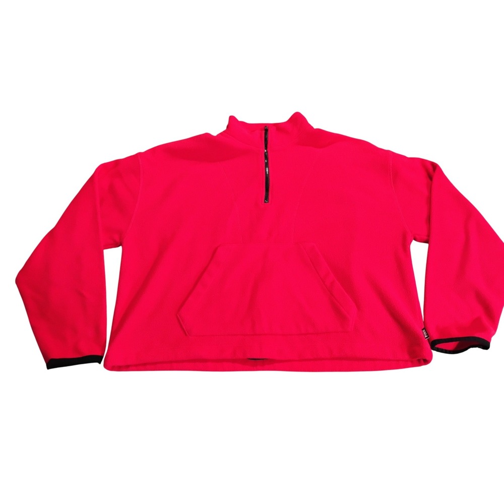 Victoria's Secret PINK Hot‎ Pink Fleece Quarter Zip Pullover Sweatshirt Large